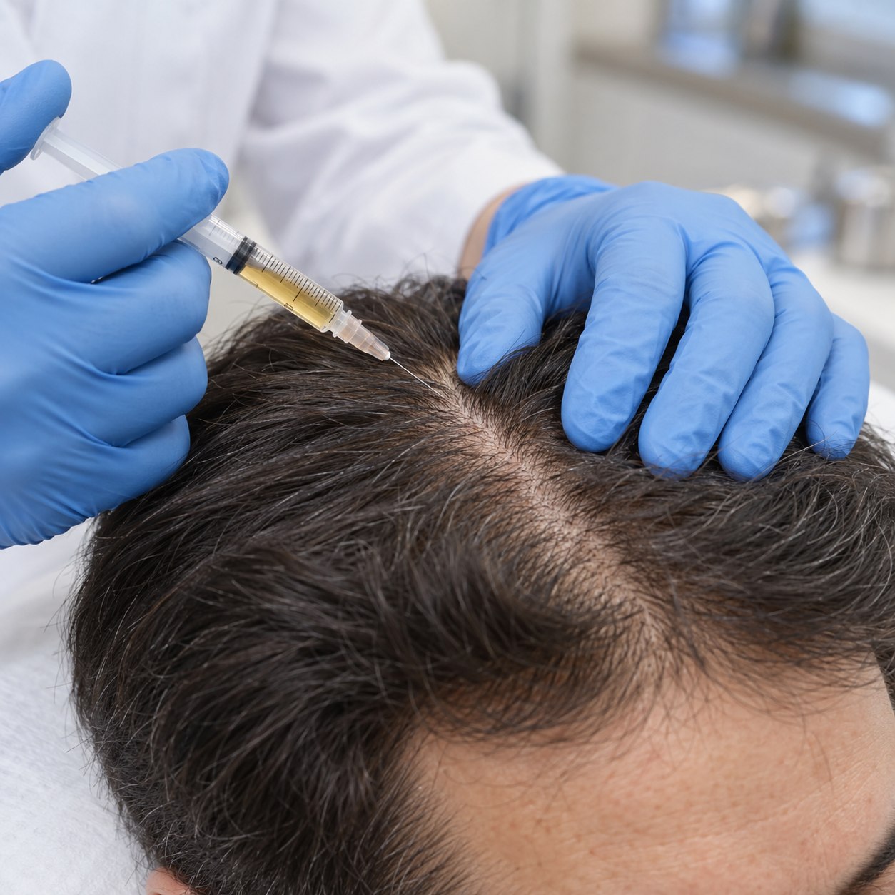 Illustration of facial or scalp prp being performed