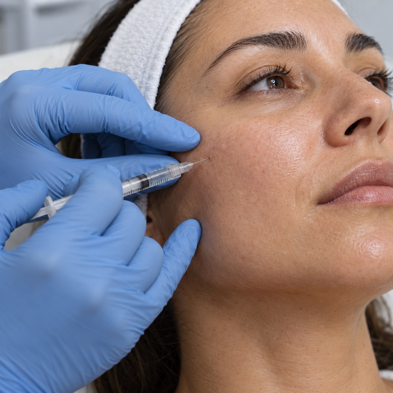 Illustration of skinboosters and mesotherapy being performed